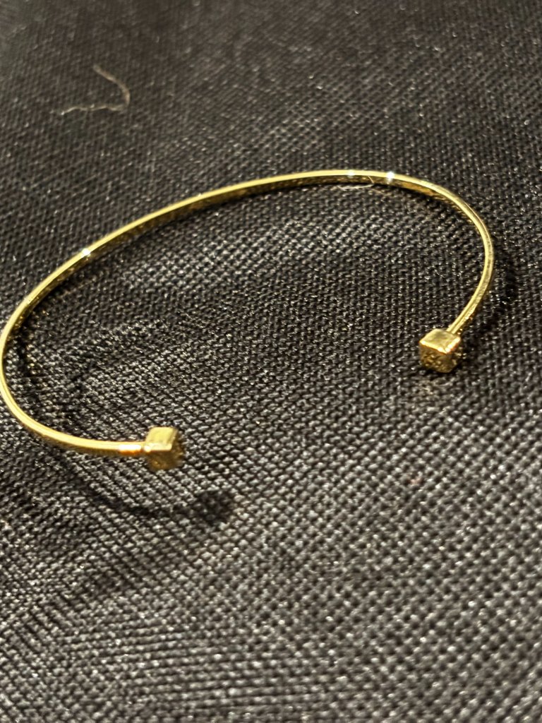 14k Solid Yellow Gold Italian Cube Cuff Bangle Bracelet — image 2 of 8